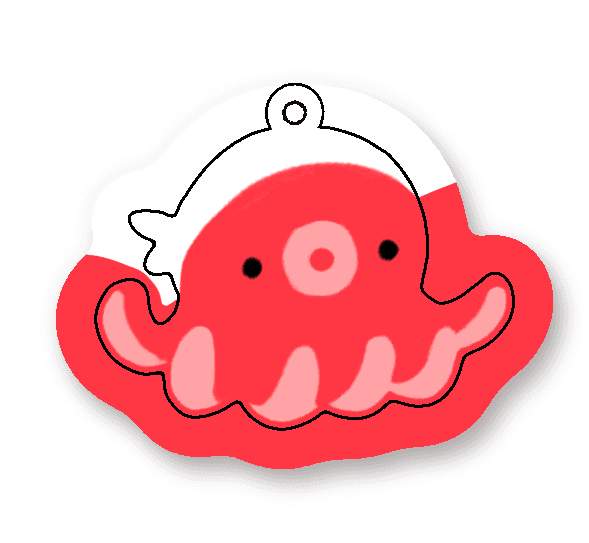Keychains output: Cut outline traced, hole placed, auto-bleed
