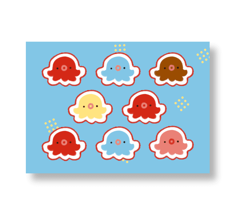 Sticker Sheets output: Cut-ready sticker sheets with background